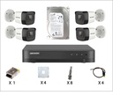 Kit Caméra De Surveillance HIKVISION à 4 Caméras Tube HD 2MP